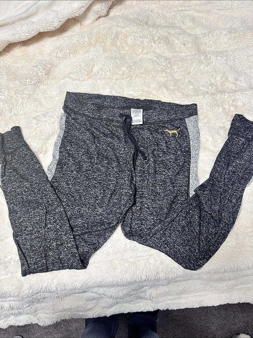 PINK leggings Color Block in Black & Gray Size Large